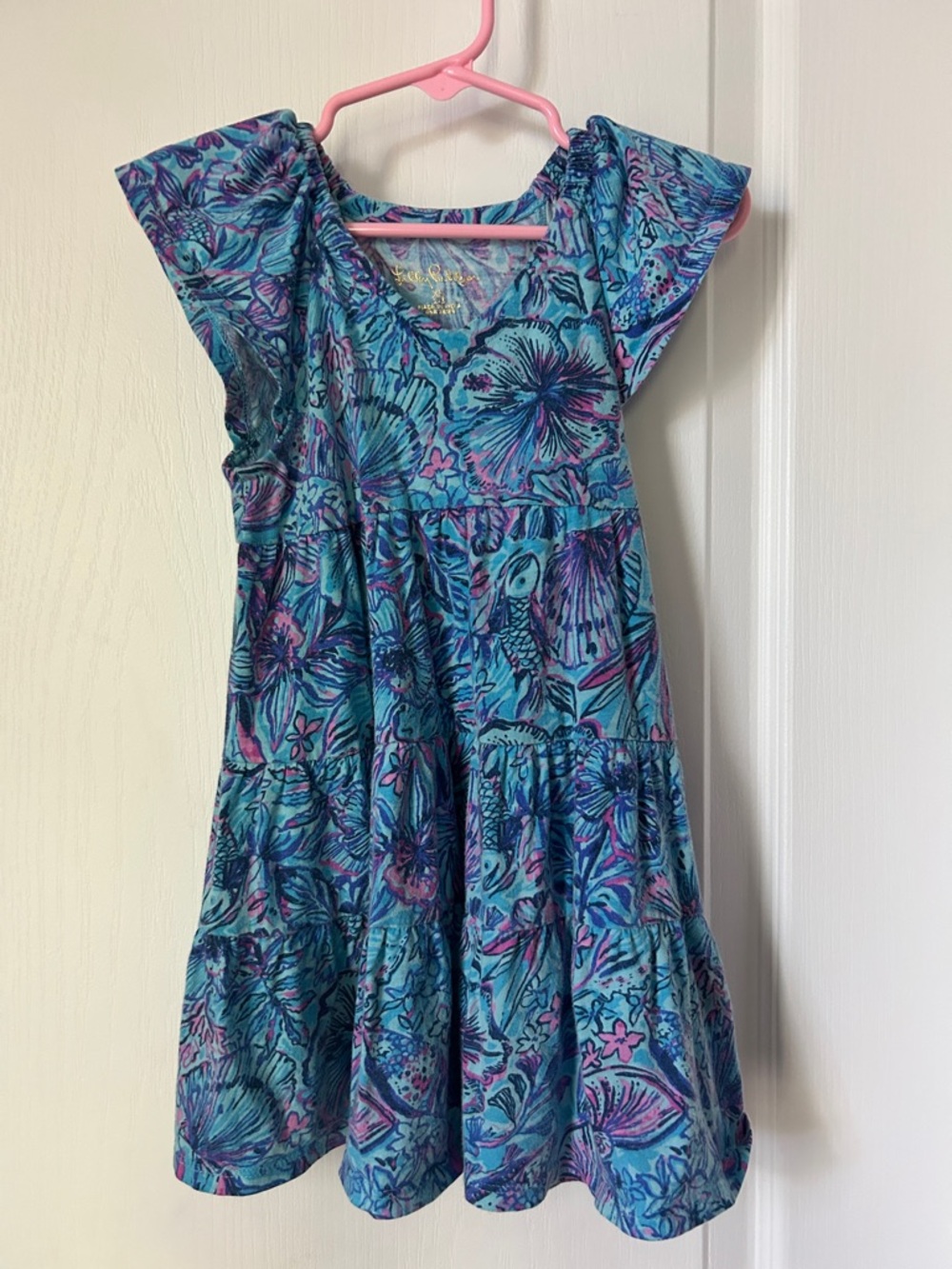 Mini Kawai dress is breakwater blue